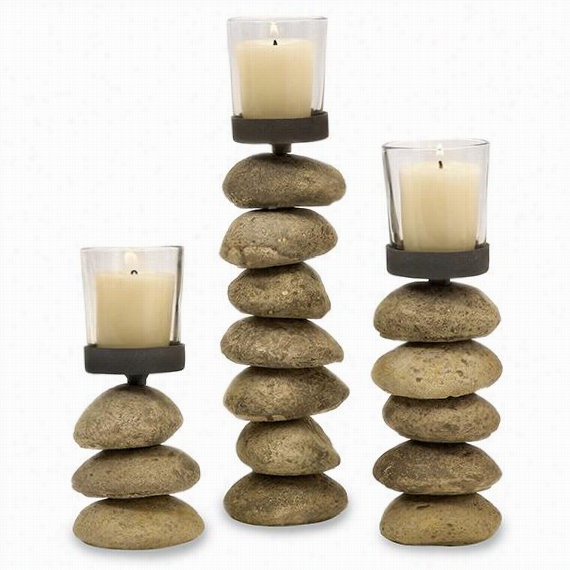 Caryn Candle Holders - Set Of 3 - Offer For Sale Of 3, Earthy Brpwn