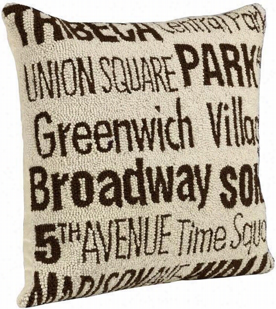 City Ha N-hooked Pillow - New York, Ivory