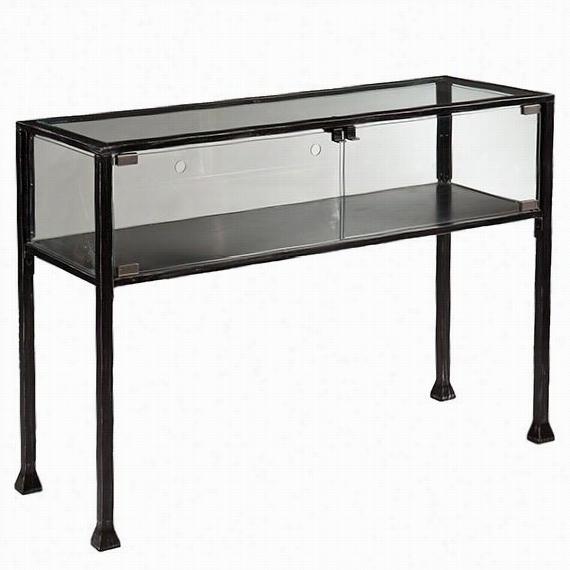 Curio Table - 30""hx43""wx15""d, Black Finish With Silverd Ressingx