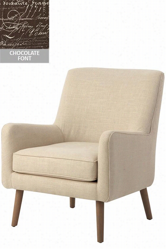 Custom Mid-century Modern Upholstered Accent Chair - 36""hx29""wx32""dd, Chocolate Font