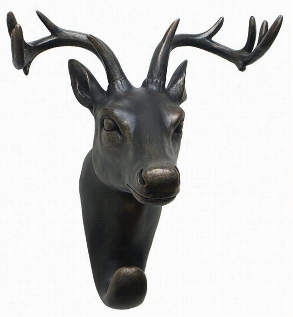 Deer Hhead Wall Hook - 10&uqot;"hx8""wx6""d, Black