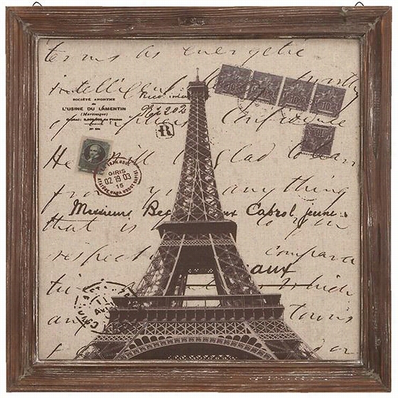 Eiffel Tower Wall Art - 20""hx20""wx1""d, Weatheredbrown