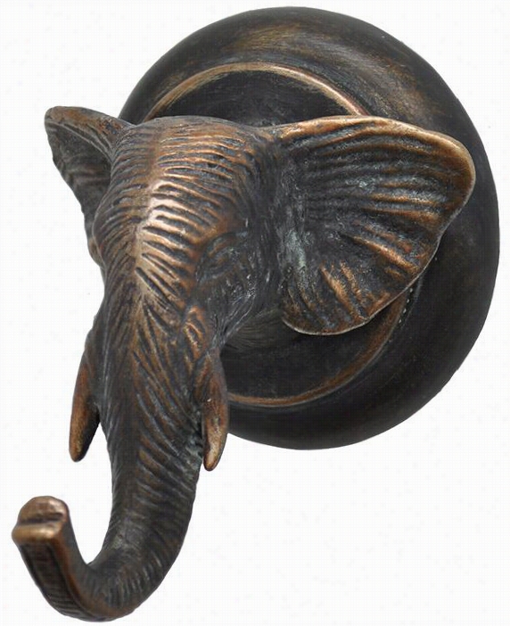 Elephant Wall Hook  - 4&quott;"hx4""wx4"&quott;d, Bronze