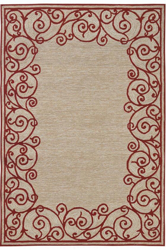 Esttae Border Area Rug - 7'6""x9'6"", Red