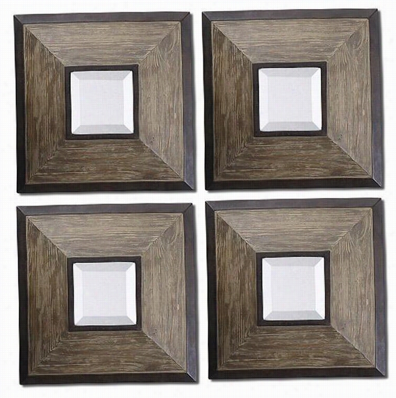 Fenderel Just Mirrors - Set Of 4 - 16hx16wx3d, Brown