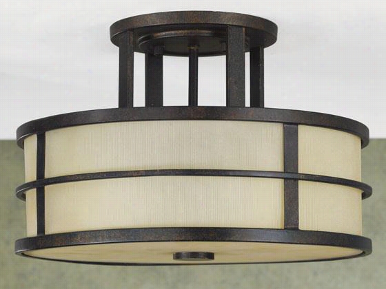 Fuion Semi-flush Mount - Three Light , Grecian Bronze