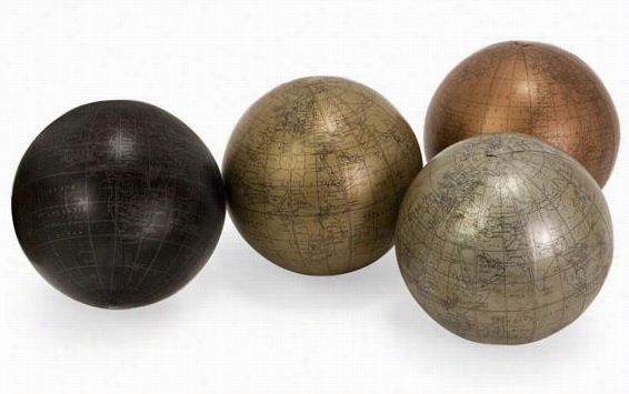 Globe Spheres - Immovable Of  4 - Set Of Fiur, Assorted