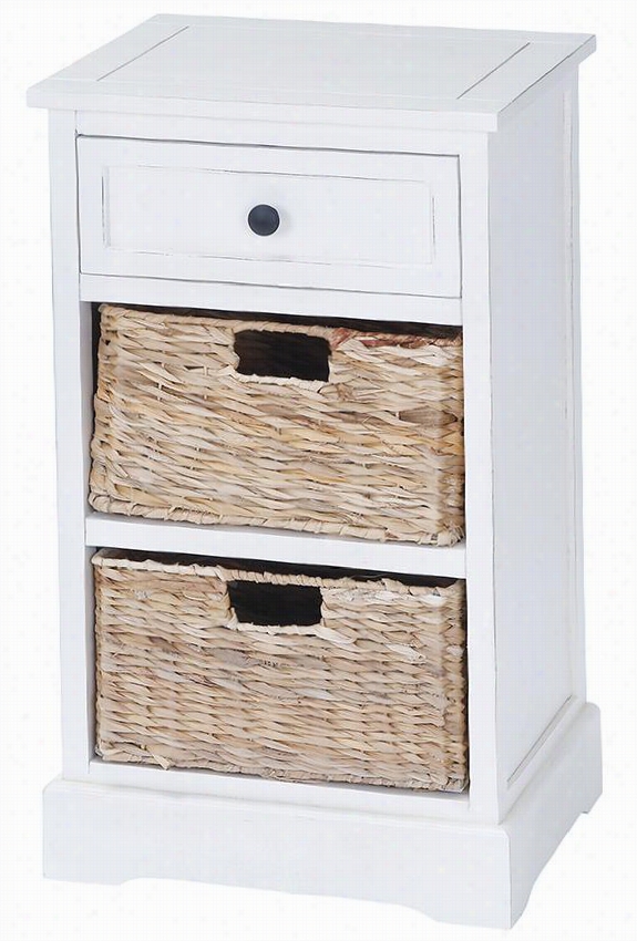 Jefferson 1-drawer 2-basket Cabine T- 28""hx16&q Uot;&quoot;wx1&qot;"d, White