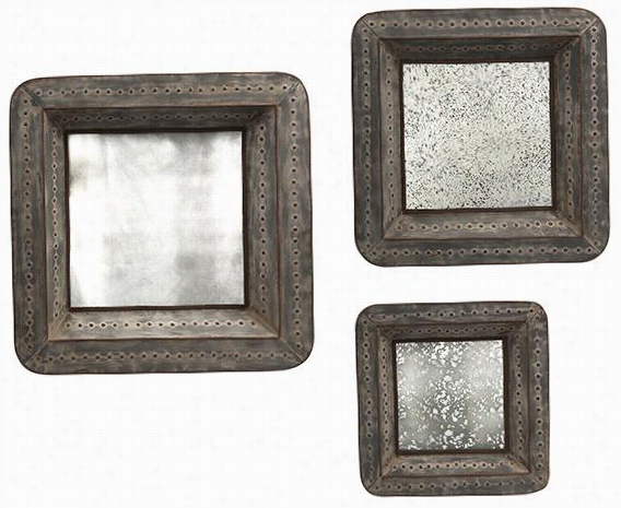 Jezant Mirro R Trays - Set Of3  - Set Of Three, Antique Mirror