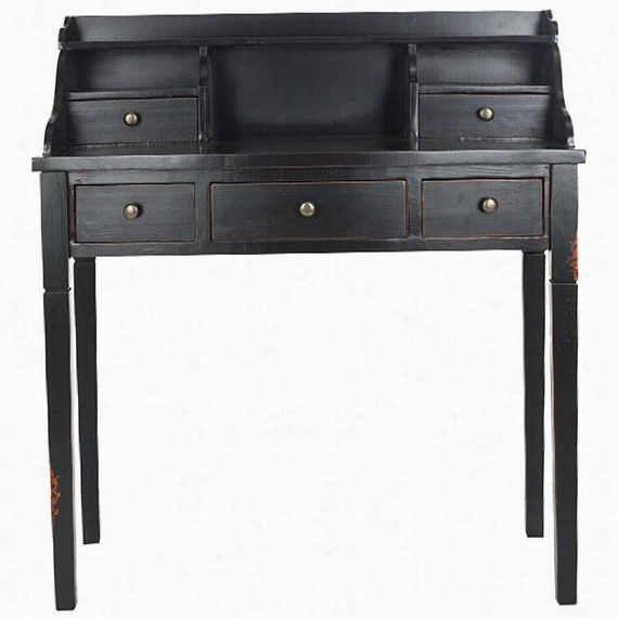 Landon Desk - 5 Drawer, Black