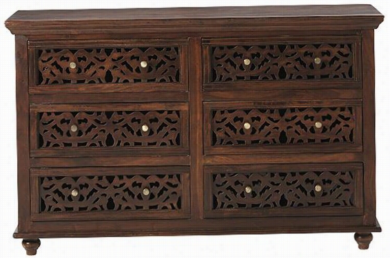 Maharaja Dresser - 36""hx58""wx17&quog;"d, Brown Wood