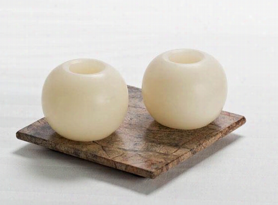 Mini Sphere Flameless Candls - Set Of 2 - 2-pakc, Ivory