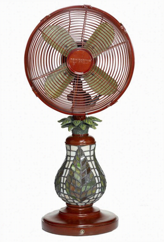 Mosaic Glass Tabletop Fan - 25""h X 10&qyot;"d, Ferns