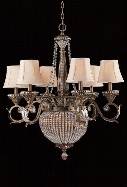 One-tier Paris Flea Chandelier - 31.5"";hx288""w, Brown Metal