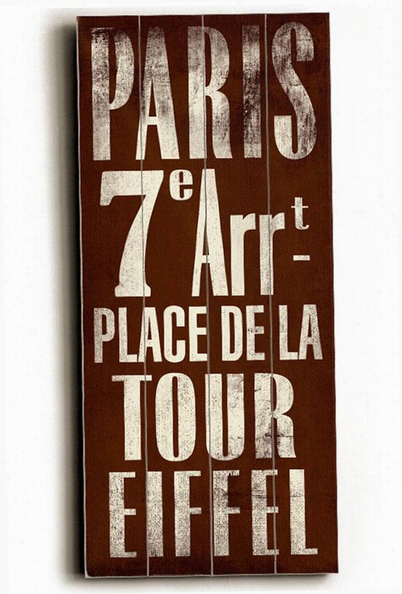 Paris Transit Sign Wall Plaque - 24h X1 0""w, Brown