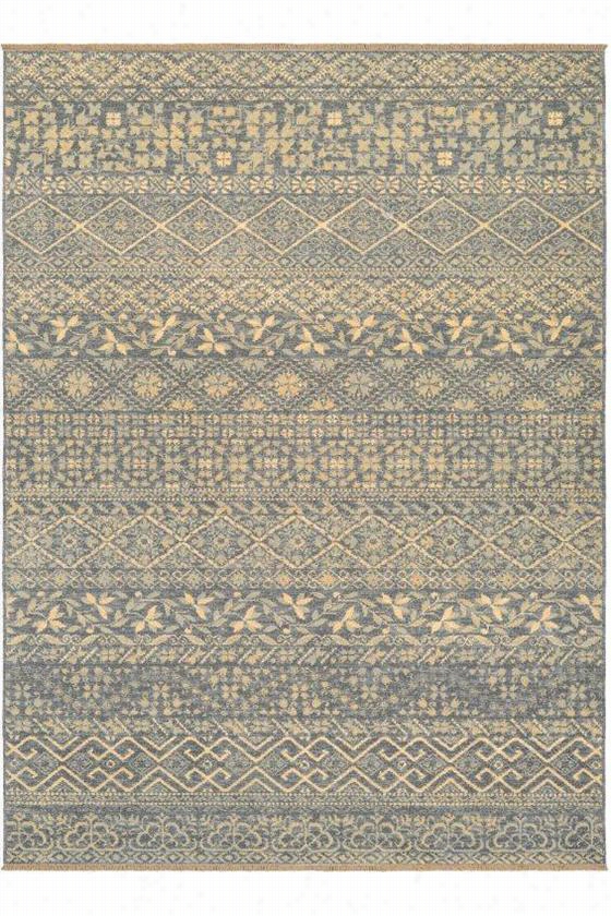 Pasha Area Rug - 2'2"&quott;x9'runner, Azure/ Tan