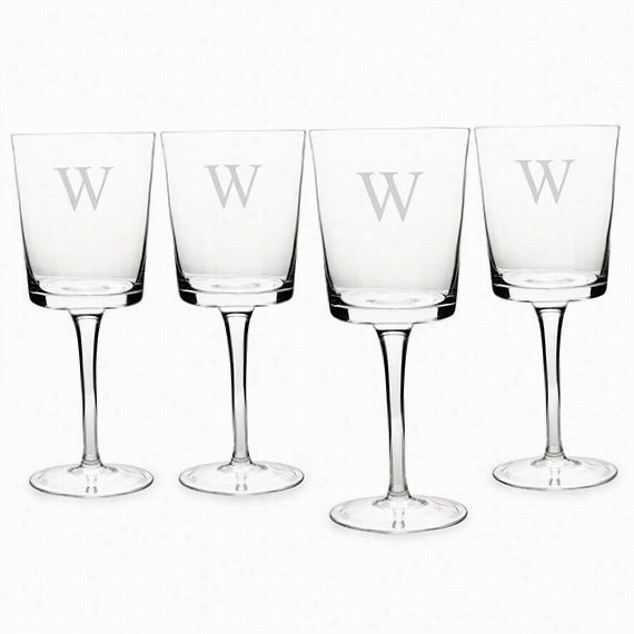 Personalized Monogram Contemporary Wine Glasses - Set Of 4 - Set Of 4, Clear