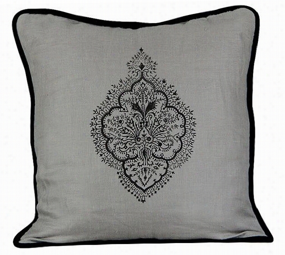 Ravina Hand-blocked Pillow -  20quot;"hx20"",w Mist