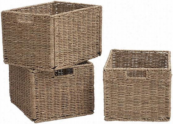 Shutter Baskets - Set Of 3 - 9""hx12""wx15""d, Iory