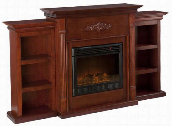 Tabitha Fireplace With Book Cases - Electric Frplce, Maroon