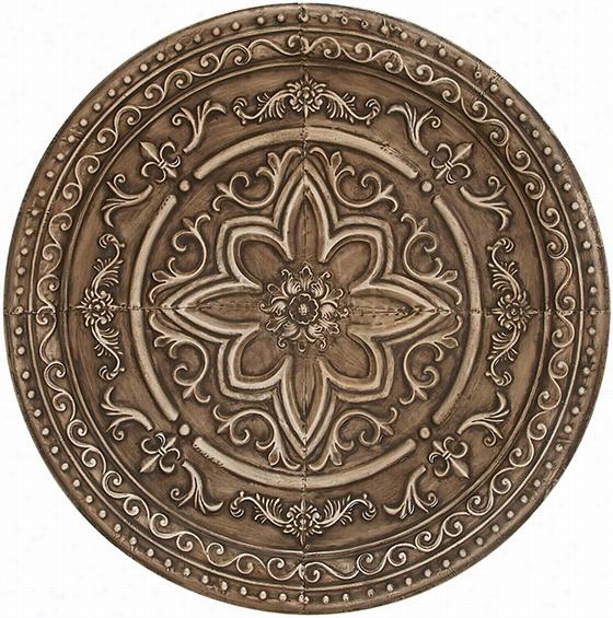 Valencia Medallion Plaque - 38&qiot;"""diameter, Gray Metal Wall Decor