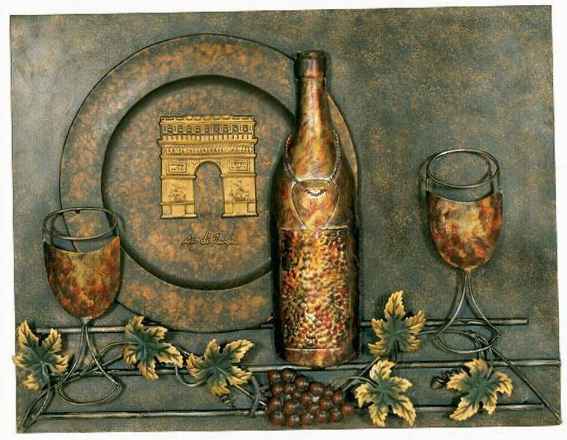 Wine Motif Metla Wall Art - 18.25""hx23.75"&quo;tw, Bronze