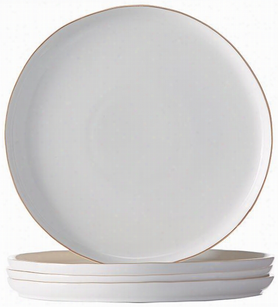 Abbesses Dinner Plates - Set Of 4 - Set Of 4, White Wit H Gold