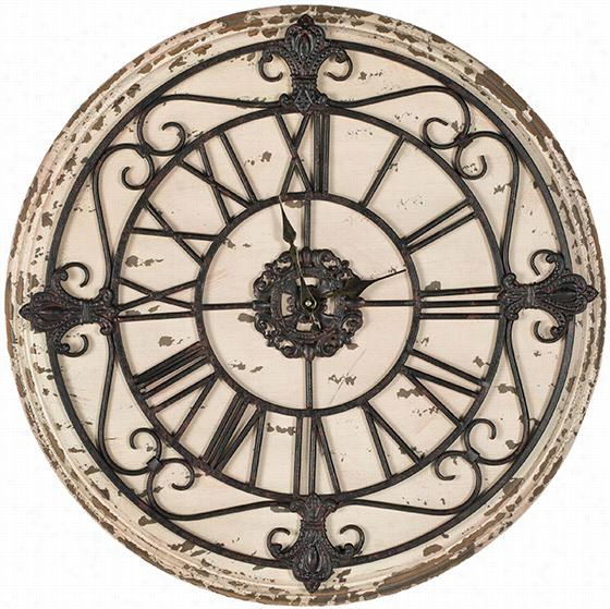 Albie Wall Clock - 25""diameterx1.5&qukt;&qyot; D, Dostressed Cream