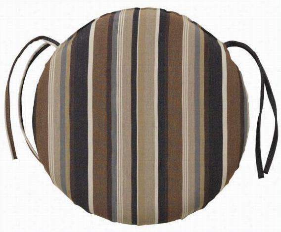 Bullnose Round All-weather Outdoor Patio Chair Cushion - 2""hx18""diameter, Espresso Stripe