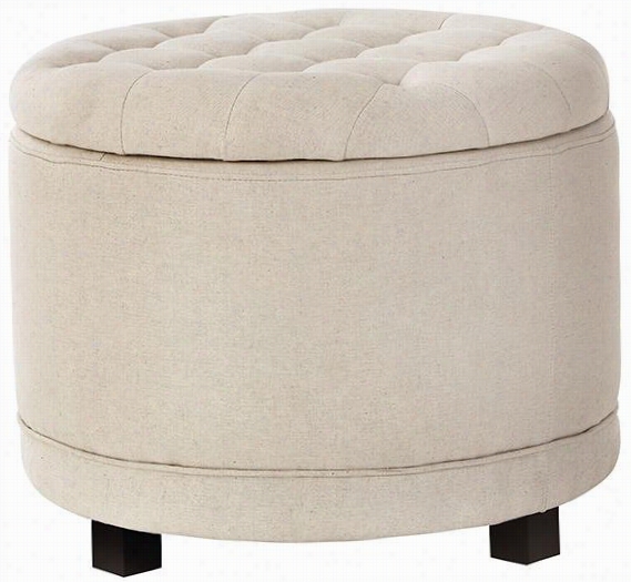 Chambers Round Shoe Ottoman - 19""hx24""w, Solid Iovry