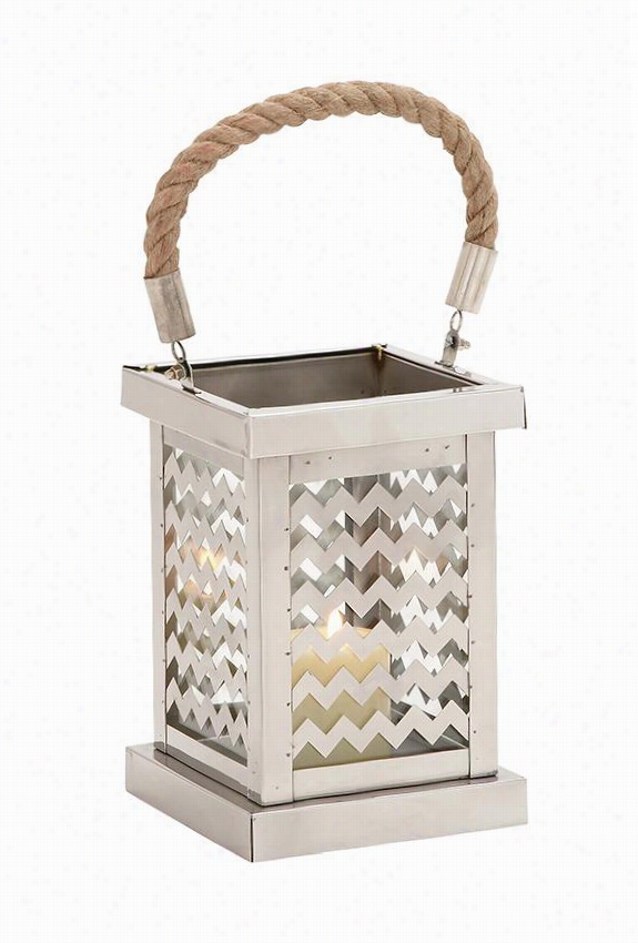 Cehvron Lantern - Small, Silver