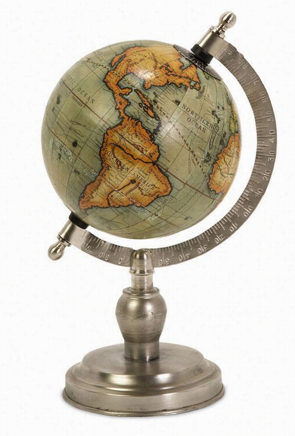 Columubs Globe - 10""hx6""d, Silver