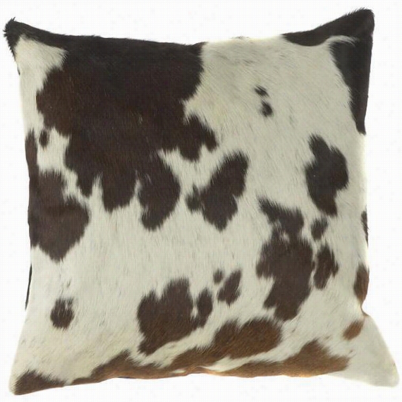 Cow Newspaper Pillow - 18""x18"", Ecru/espresso