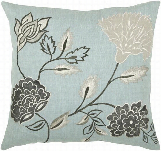 Da Vis  Pillow - 18hx18w, Blue/white/gray