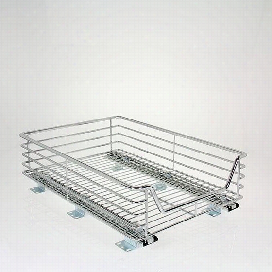 Extra-deep Sliding Organizer - 6""hx11""wx21""d, Silver Chrome