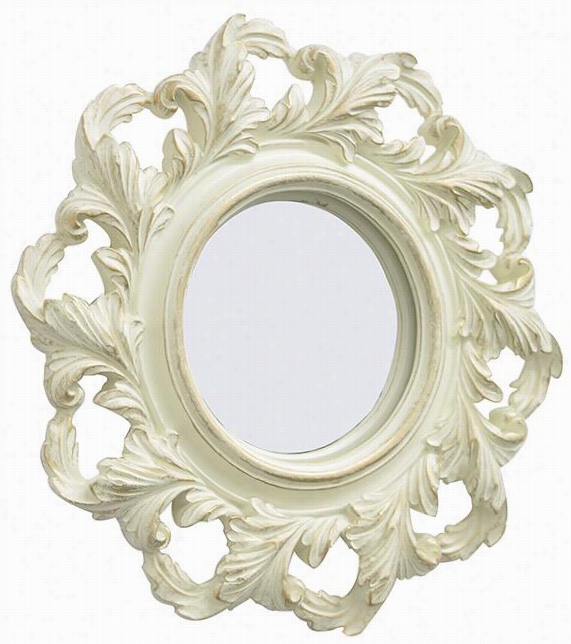 Genevieve Wall Mirror - 9""di Ameterx0.75""d, White