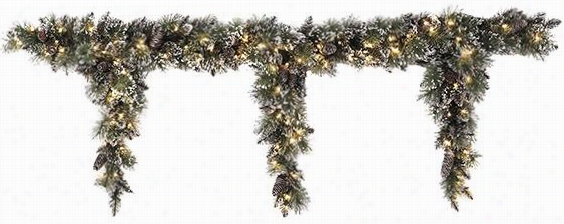 Glitter Ybristle Pine Teardrop Garland - 26""hx72""wx6""d, Glittery Bristle