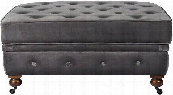 Gordon Tufted Leater Ottojan - 19""hx41""wx32""d, Grey Velvet