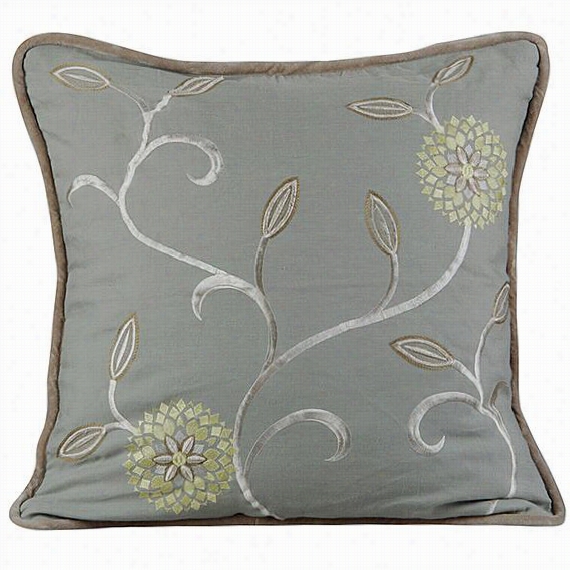Haven Embroidered Pillow - 20""hx20""w, Mist