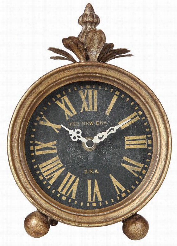 J Efferson Table Clock - 11"q&uot;hx8&quo;t"wx7""d, Gold