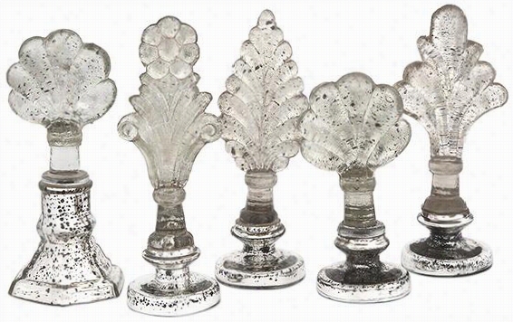 Lail Aglass Finials - Set Of 5 - Set Of 5, Slver Toe