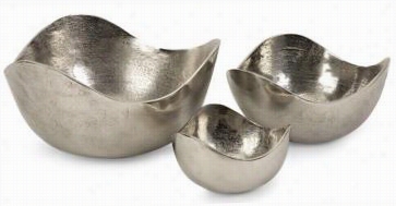 Lindi Aluminum Bowls - Set Of 3 - Immovable Of 3, Silver