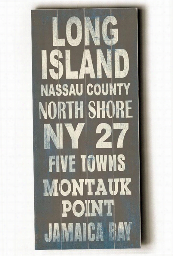 Long Island Transit Sign Wall Plaque - 24h X 10""w, Gray