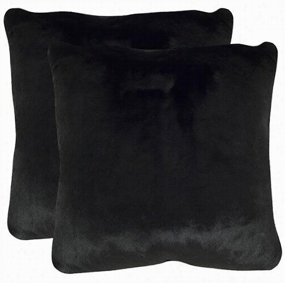 M Ahari Faux Fur Pillows - Set Of 2 - 20""squarex2.5""d, Black