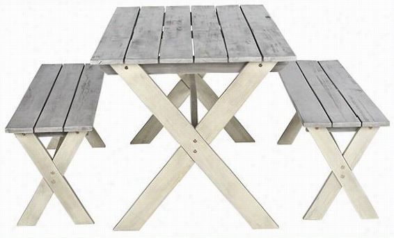 Marina 3-piece All-wea Ther Outdoor Patio Picnic Table Stud - 3 Piece Set, Gray