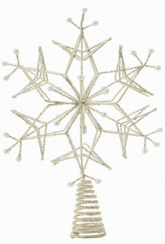 Martha Stewart Living Snowflake Tree Topper - 12.25&quof;&quo T;hx8.75""wx2.5""d, White Glitter