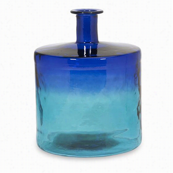 Maude Ercyclr Dglass Vase - 17.5""hx13.75"&quotdiameter, Blue Ombre