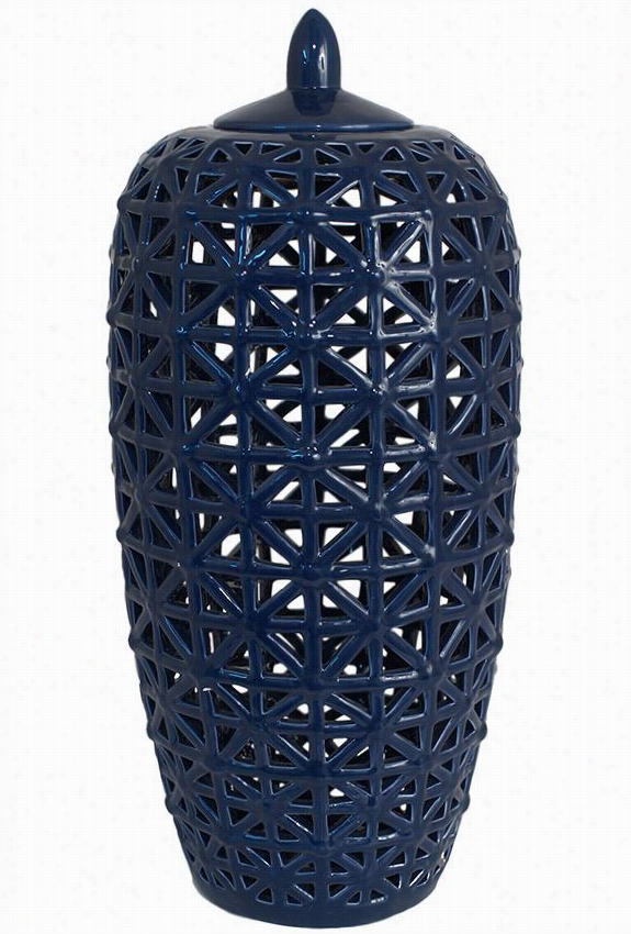 Neellam Pierced Jar - Capacious, Navy Blue