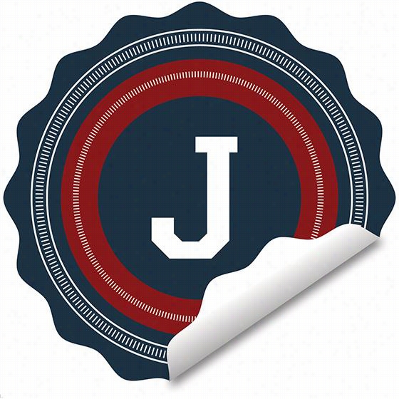 Personalized Monogram Initial Heee Boy Decal - 28"" Round, Navy & Red