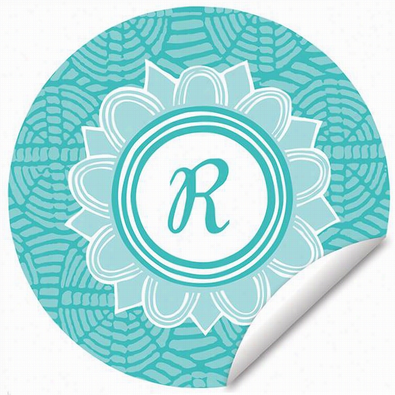 Personalied Monogram Intial Here Girl Decal -2 8"" Round, Turquoise